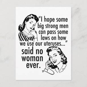 Pro Choice Retro Feminist Politischer Cartoon Spaß Postkarte