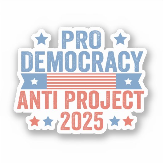 Pro Democracy Anti Project 2025 Republikaner Trump Aufkleber (Vorderseite)