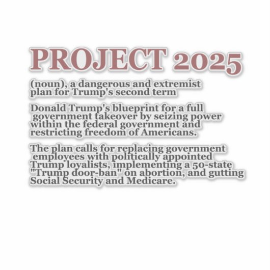Pro Democracy Anti Project 2025 Republikaner Trump Aufkleber (Vorderseite)