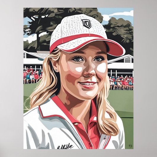 Pro Frau Golfer - Golf Art Print Poster (Vorne)