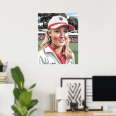 Pro Frau Golfer - Golf Art Print Poster (Heimbüro)