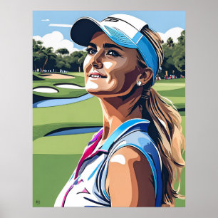 Pro Frau Golfer - Golf Art Print Poster
