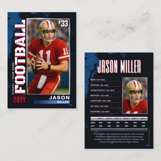 PRO Fußballkarte mit der Spielerkarte für den Stat Telefonnummerkarte (Vorne/Hinten)