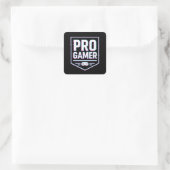 PRO GAMER — Neon Glitch Shield Quadratischer Aufkleber (Tasche)