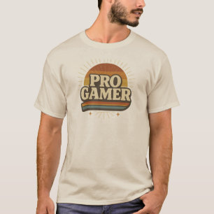PRO GAMER – Vintage-Sonnenuntergangs-Abzeichen T-Shirt