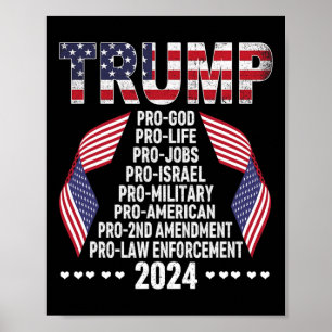 Pro God Pro Life Pro Jobs Pro Israel Pro Militär Poster