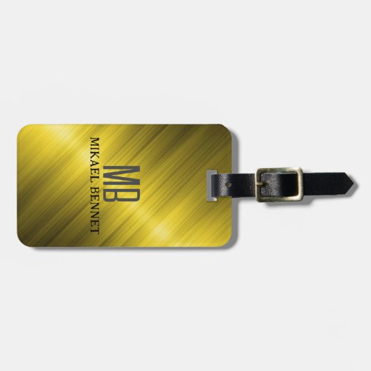 PRO Gold Brushed Metallic Gepäckmarke Gepäckanhänger (Vorderseite horizontal)