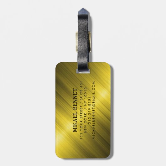 PRO Gold Brushed Metallic Gepäckmarke Gepäckanhänger (Rückseite vertikal)