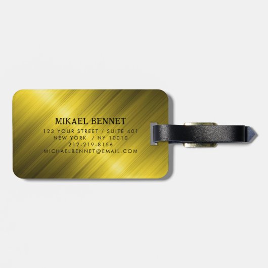 PRO Gold Brushed Metallic Gepäckmarke Gepäckanhänger (Rückseite horizontal)