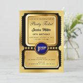 PRO Golden Party Ticket Einladung (Stehend Vorderseite)