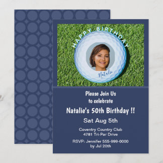 Pro Golfer Foto unterzeichnet Golfball 50. Geburts Einladung