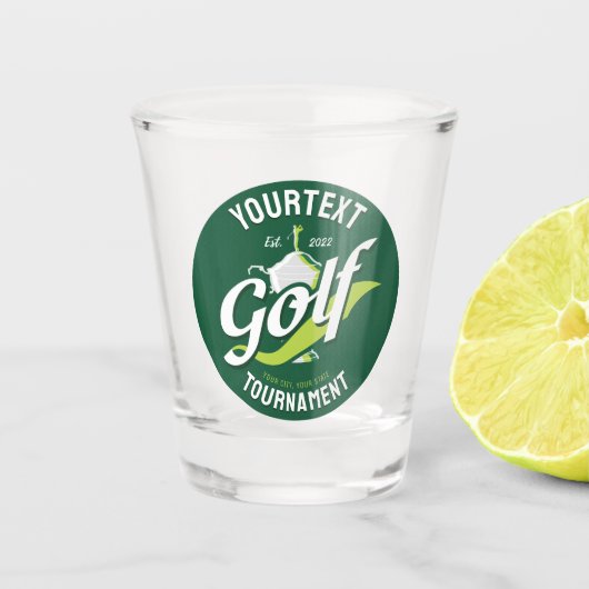Pro Golfer NAME Golf Trophy Turnier Golfspielen Schnapsglas (Vorderseite)