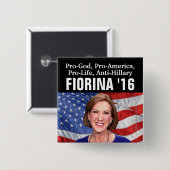 Pro-Gott, gegen die Abtreibung, Anti-Hillary Carly Button (Vorne & Hinten)