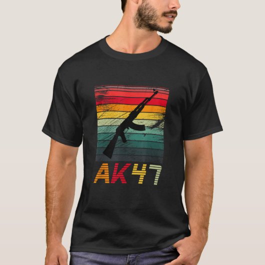 Pro Gun 2. Änderung AK47 Rifle Retro Vintag Sun T-Shirt (Vorderseite)