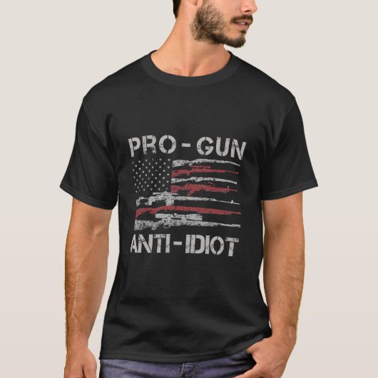 Pro Gun Anti Idio Usa Flag 2Nd Adt T-Shirt (Vorderseite)