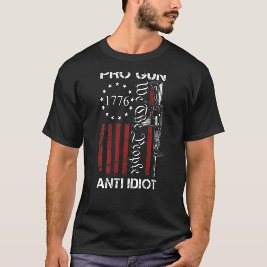 Pro Gun Anti Idiot 2. Änderung US Air15 Gun on T-Shirt (Vorderseite)