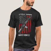 Pro Gun Anti Idiot AR15 USA Flag 2. T-Shirt (Vorderseite)