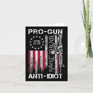 Pro Gun Anti Idiot Shirt Vintage US-Flagge 2. Amen Karte