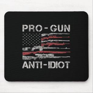 Pro Gun Anti Idiot Shirt Vintage USA-Flagge 2. Ame Mousepad