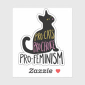 Pro-Katzen pro Wahl Pro-Feminismus schwarze Katze Aufkleber (Blatt)