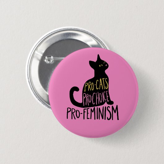 Pro-Katzen pro-wahl pro-feminismus schwarze Katze Button (Vorne & Hinten)