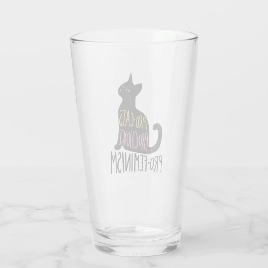 Pro-Katzen pro Wahl Pro-Feminismus schwarze Katze Glas (Rückseite)