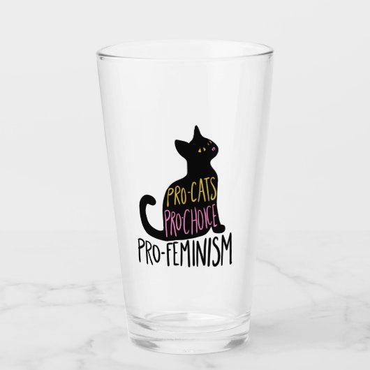 Pro-Katzen pro Wahl Pro-Feminismus schwarze Katze Glas (Vorderseite)