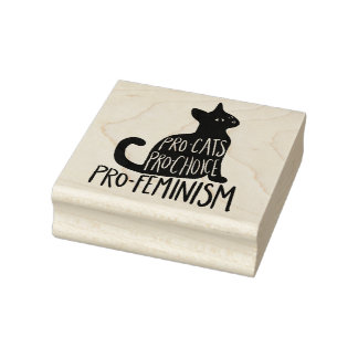 Pro-Katzen pro Wahl Pro-Feminismus schwarze Katze Gummistempel