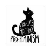 Pro-Katzen pro Wahl Pro-Feminismus schwarze Katze Gummistempel (Prägung)