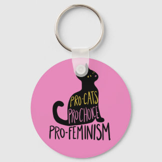 Pro-Katzen pro Wahl Pro-Feminismus schwarze Katze Schlüsselanhänger