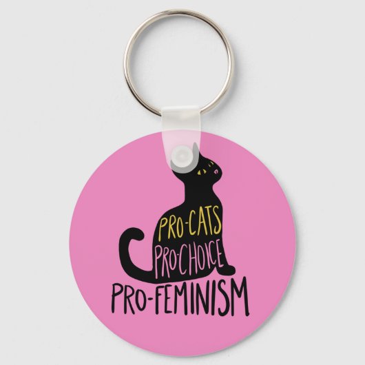 Pro-Katzen pro Wahl Pro-Feminismus schwarze Katze Schlüsselanhänger (Vorderseite)