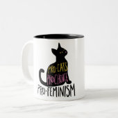Pro-Katzen Pro-Wahl Pro-Feminismus Zweifarbige Tasse (Vorderseite Links)