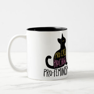 Pro-Katzen Pro-Wahl Pro-Feminismus Zweifarbige Tasse