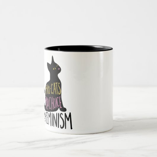 Pro-Katzen Pro-Wahl Pro-Feminismus Zweifarbige Tasse (Mittel)