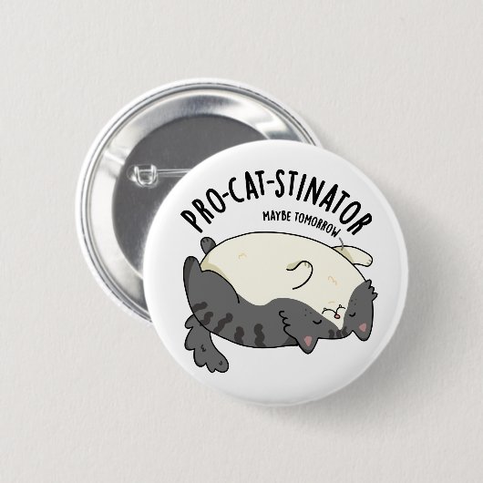 Pro-Katzenstinator Funny Fat Cat Pun Button (Vorne & Hinten)