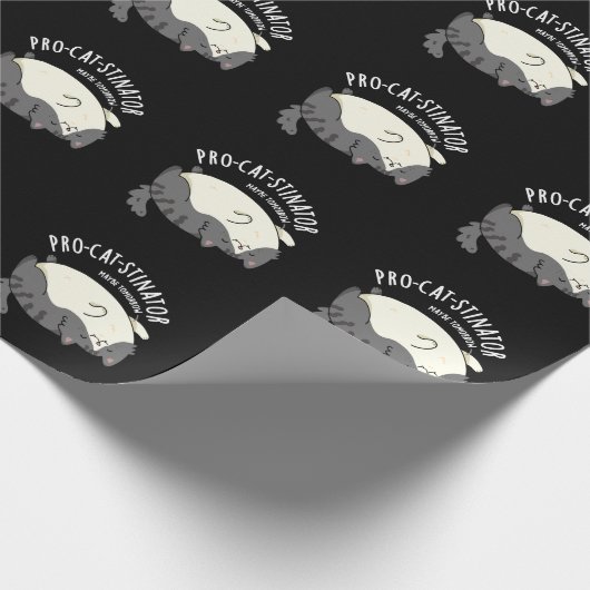 Pro-Katzenstinator Funny Fat Cat Pun Dark BG Geschenkpapier (Ecke)