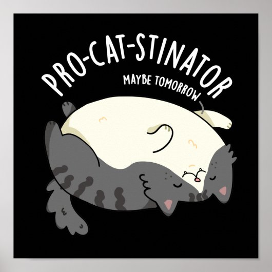 Pro-Katzenstinator Funny Fat Cat Pun Dark BG Poster (Vorne)