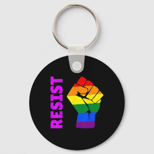 Pro-LGBT Regenbogen erhobene Faust #widerstehe Ant Schlüsselanhänger