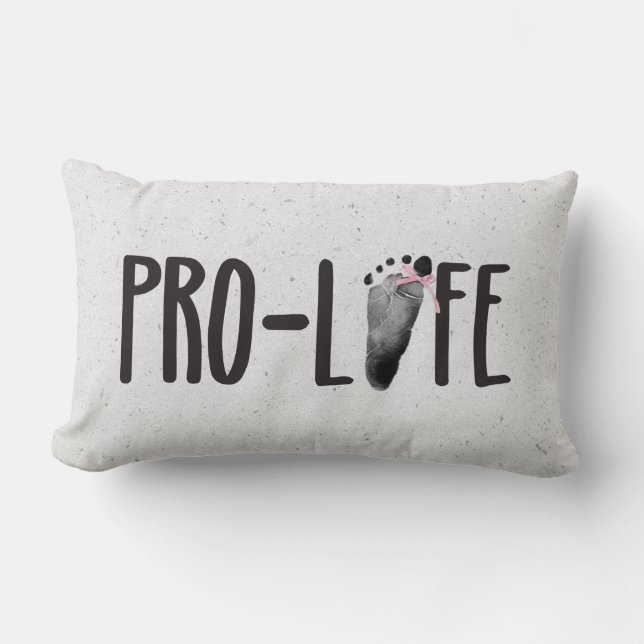 Pro-Life Baby Footprint mit Bow Lendenkissen (Vorderseite)