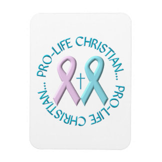 Pro-Life-Christlich mit/Cross & Pink/Blue Ribbons Magnet
