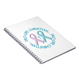 Pro-Life-Christlich mit/Cross & Pink/Blue Ribbons Notizblock