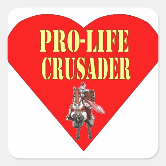 PRO LIFE CRUSADER QUADRATISCHER AUFKLEBER (Vorderseite)