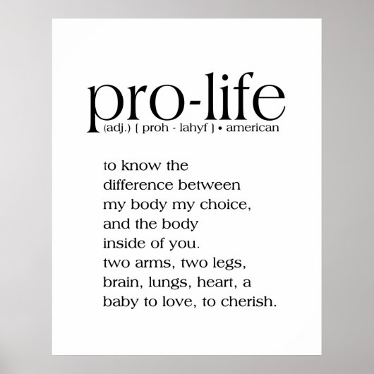 Pro-Life Definition Wall Art Poster (Vorne)