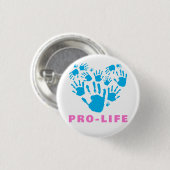 Pro-Life-Handabdruck-Herz – Wert des Lebens bewuss Button (Vorne & Hinten)
