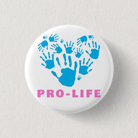 Pro-Life-Handabdruck-Herz – Wert des Lebens bewuss Button (Vorderseite)