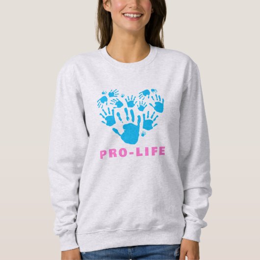 Pro-Life-Handabdruck-Herz – Wert des Lebens Bewuss Sweatshirt (Vorderseite)