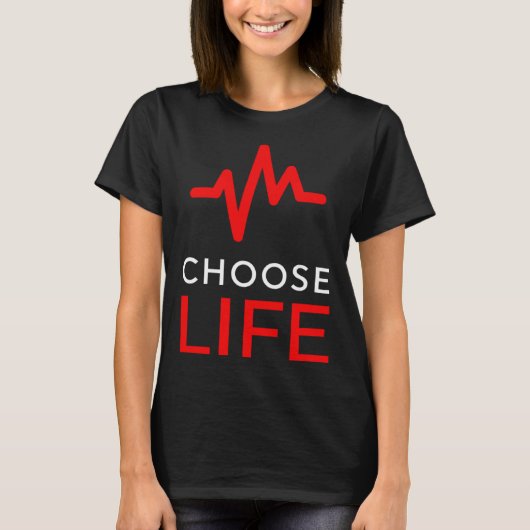 Pro Life: Herzschlag Anti Abortion Text T-Shirt (Vorderseite)
