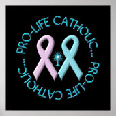 Pro-Life Katholik w/Monstrance & Pink/Blue Ribbons Poster (Vorne)