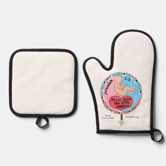 Pro-Life Oven Mitt und Pot Holder Ofenhandschuh & Topflappen-Set (Vorderseite)