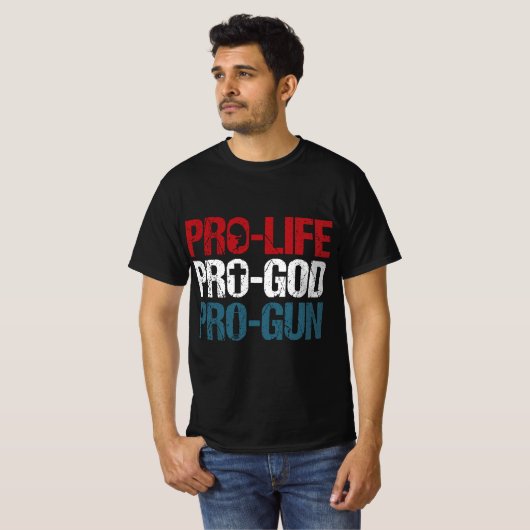 Pro Life Pro God Pro Gun USA Patriot Birthday Gesc T-Shirt (Vorne ganz)